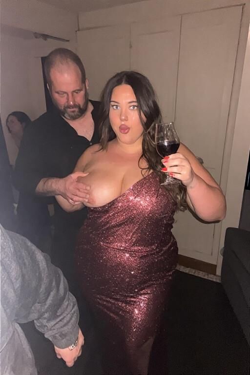 Chubby Girls Drinking in Formal Dresses