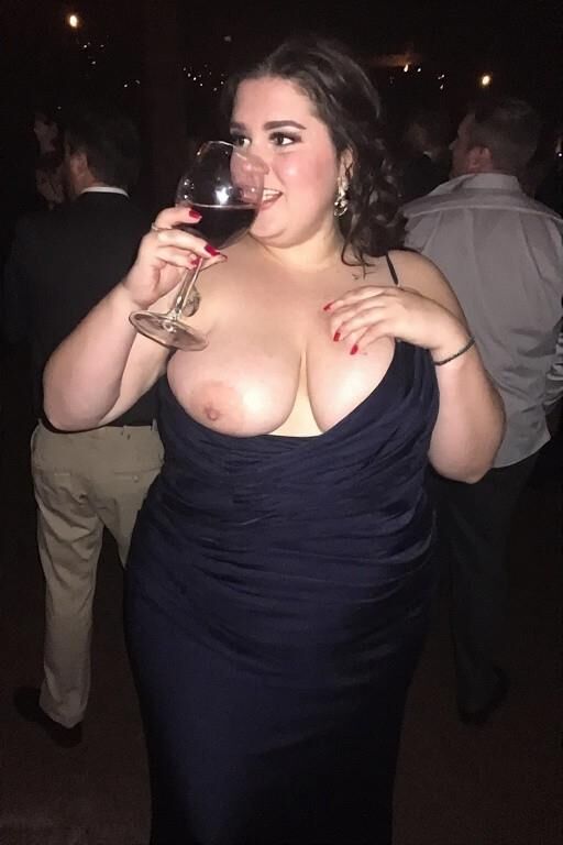 Chubby Girls Drinking in Formal Dresses