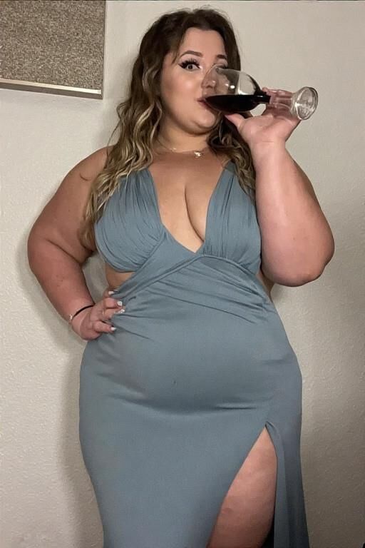 Chubby Girls Drinking in Formal Dresses