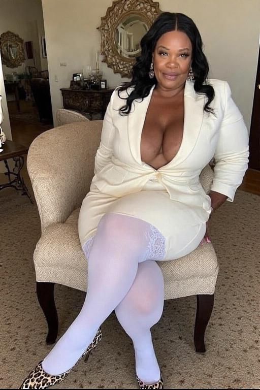 Ebony BBW in White
