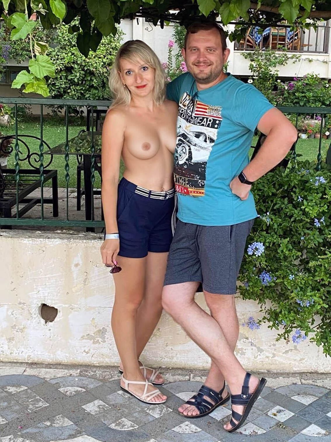 Slutty blonde Irina with her husband