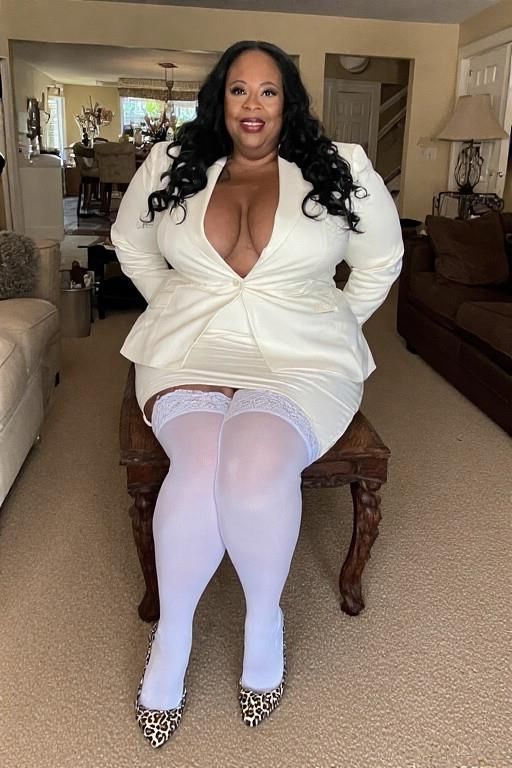 Ebony BBW in White