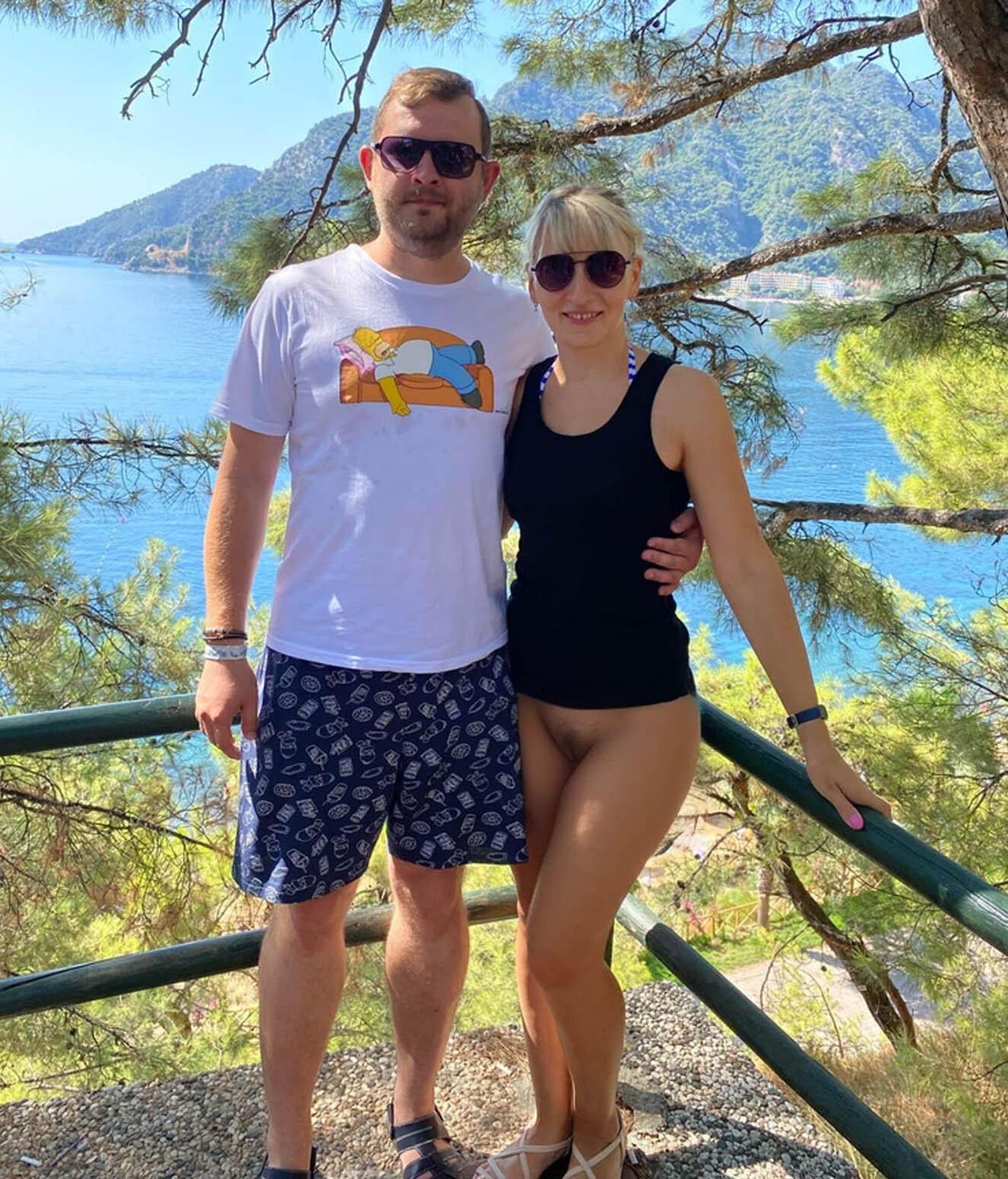 Slutty blonde Irina with her husband