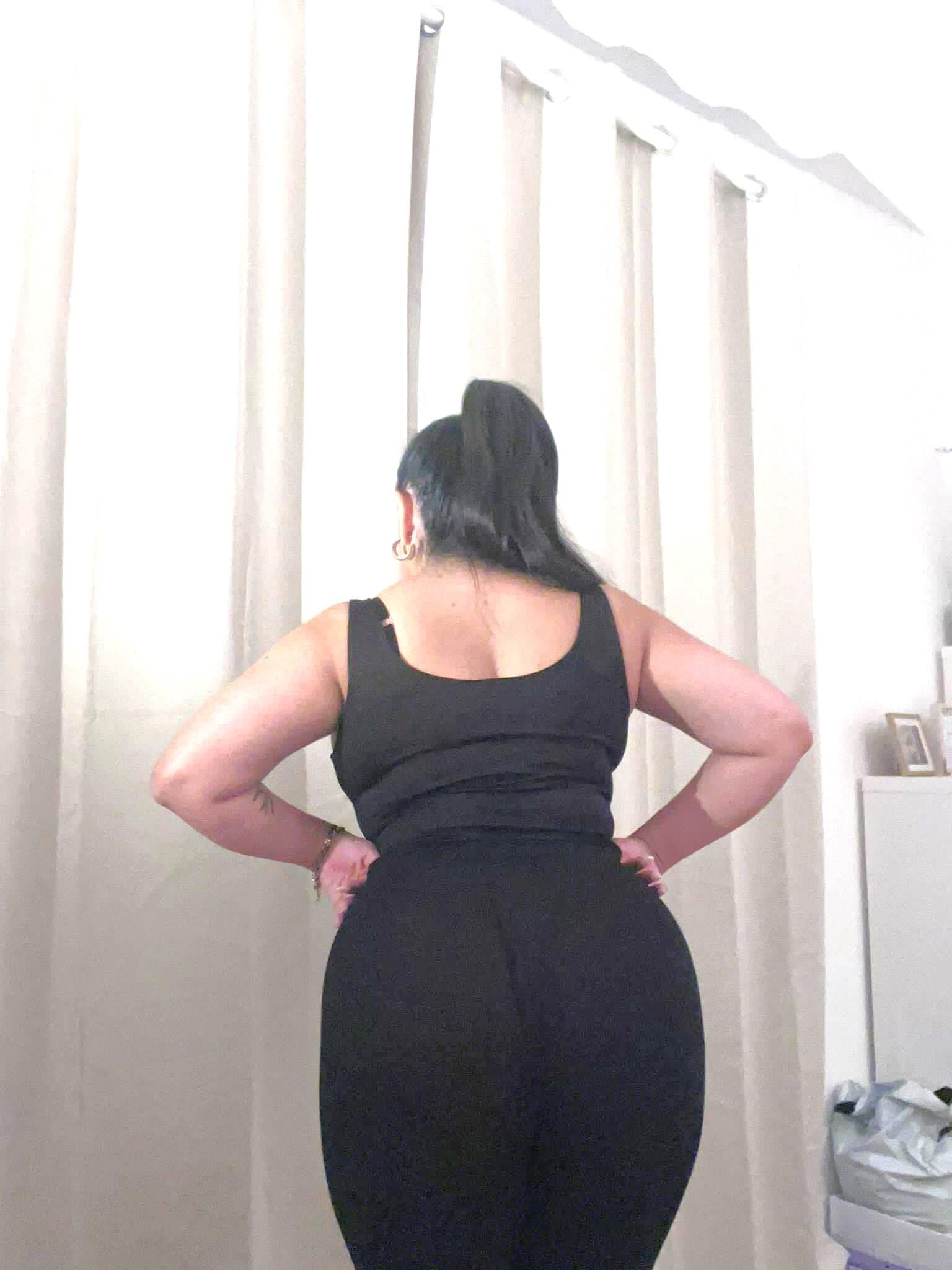 chubby latina wife in leggings and heels