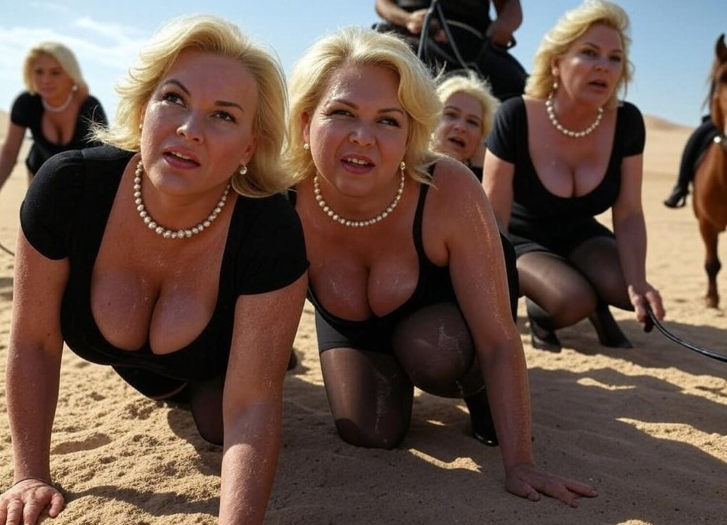 Blonde women sold into sex slavery in middle east (AI)