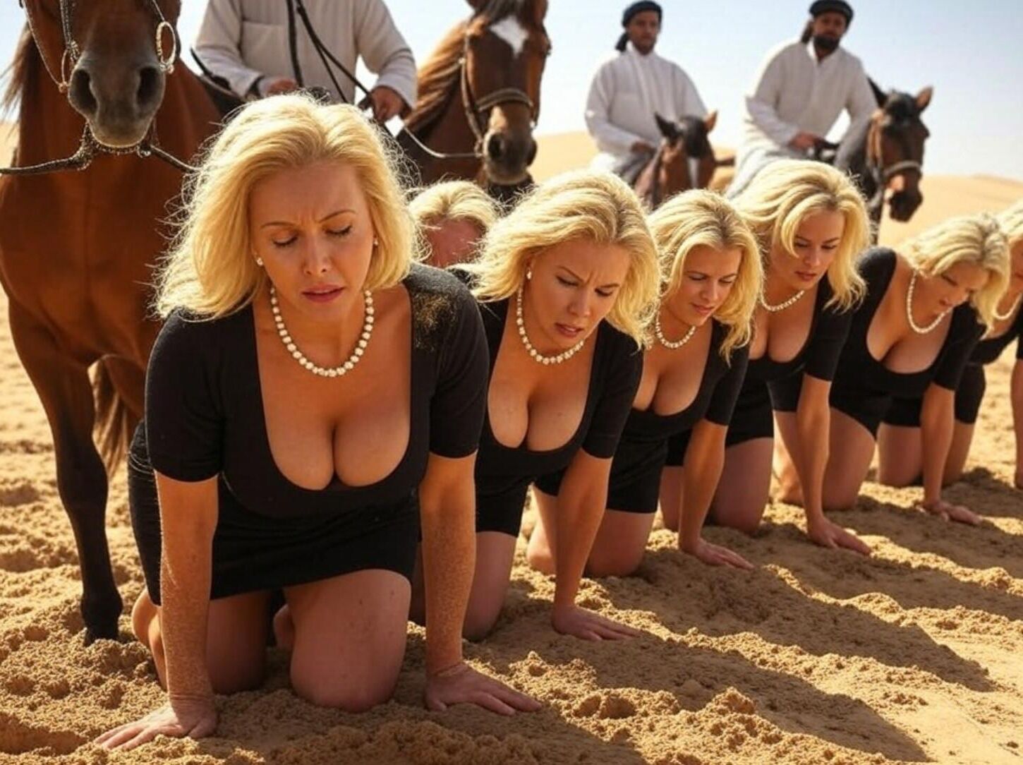 Blonde women sold into sex slavery in middle east (AI)