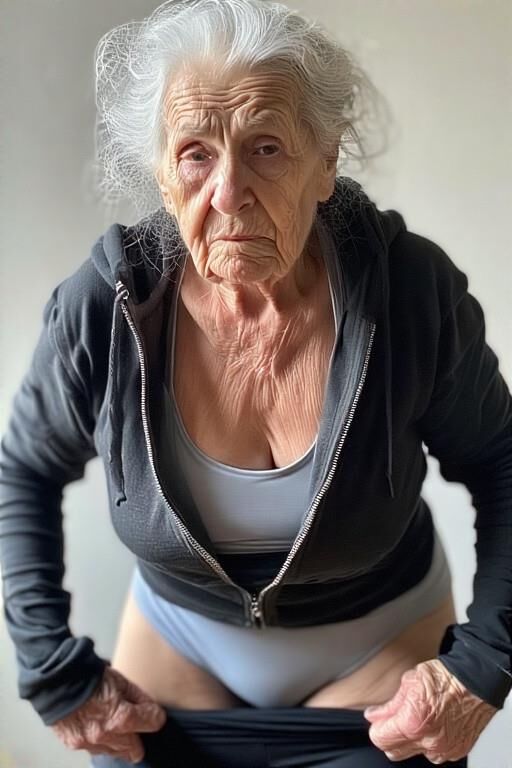 Granny Struggles to Put on Her Pants