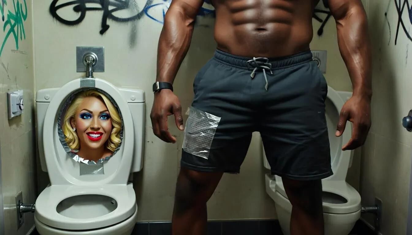AI Gloryhole dans les toilettes pour hommes au centre de réfugiés