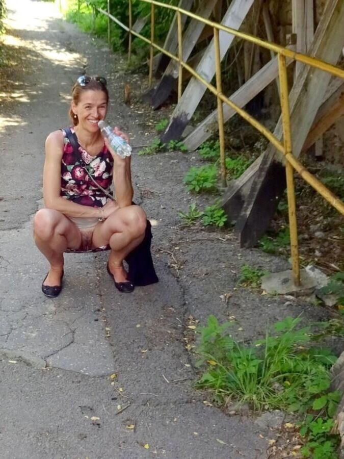 Martina Flashing Hairy Pussy In Public