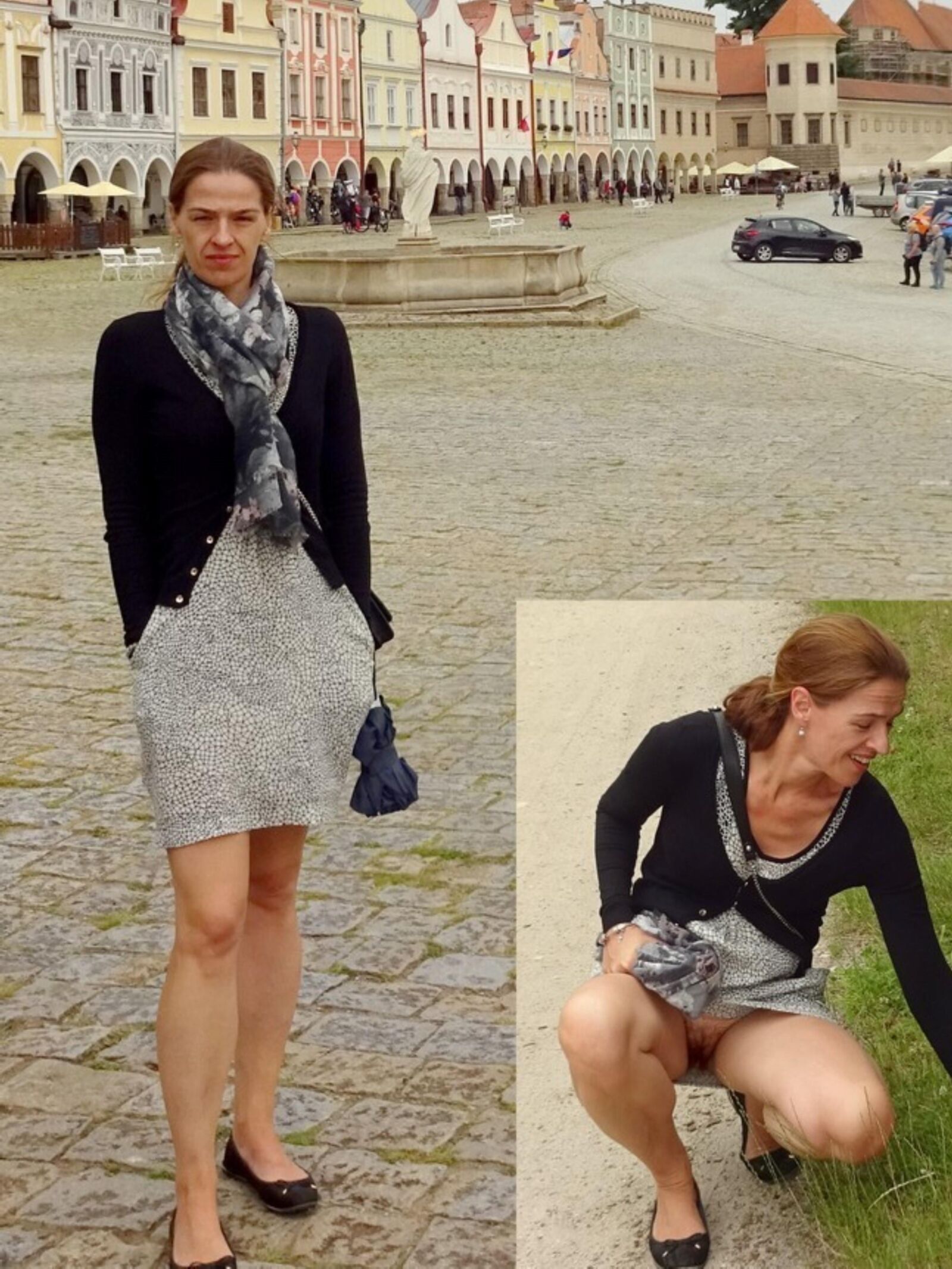 Martina Flashing Hairy Pussy In Public