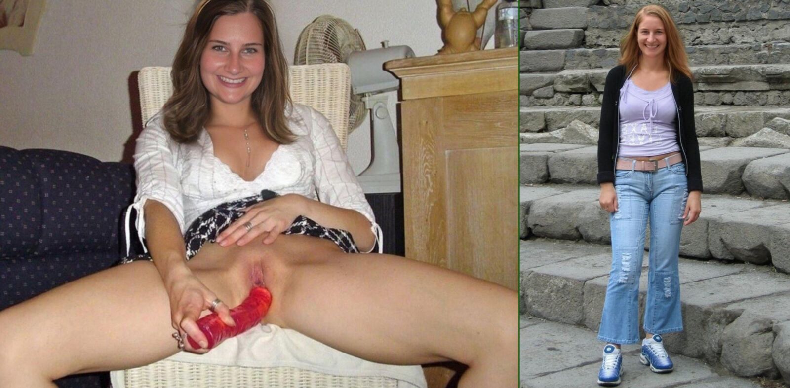 Before/After Amateur Dildo 
