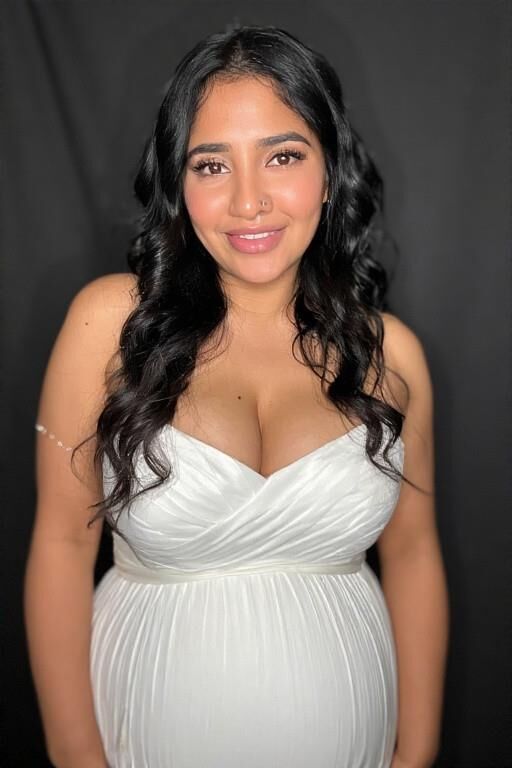 Schwangere Latinas in Brautkleidern