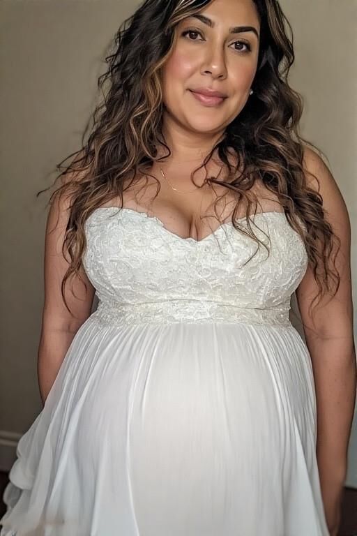Schwangere Latinas in Brautkleidern