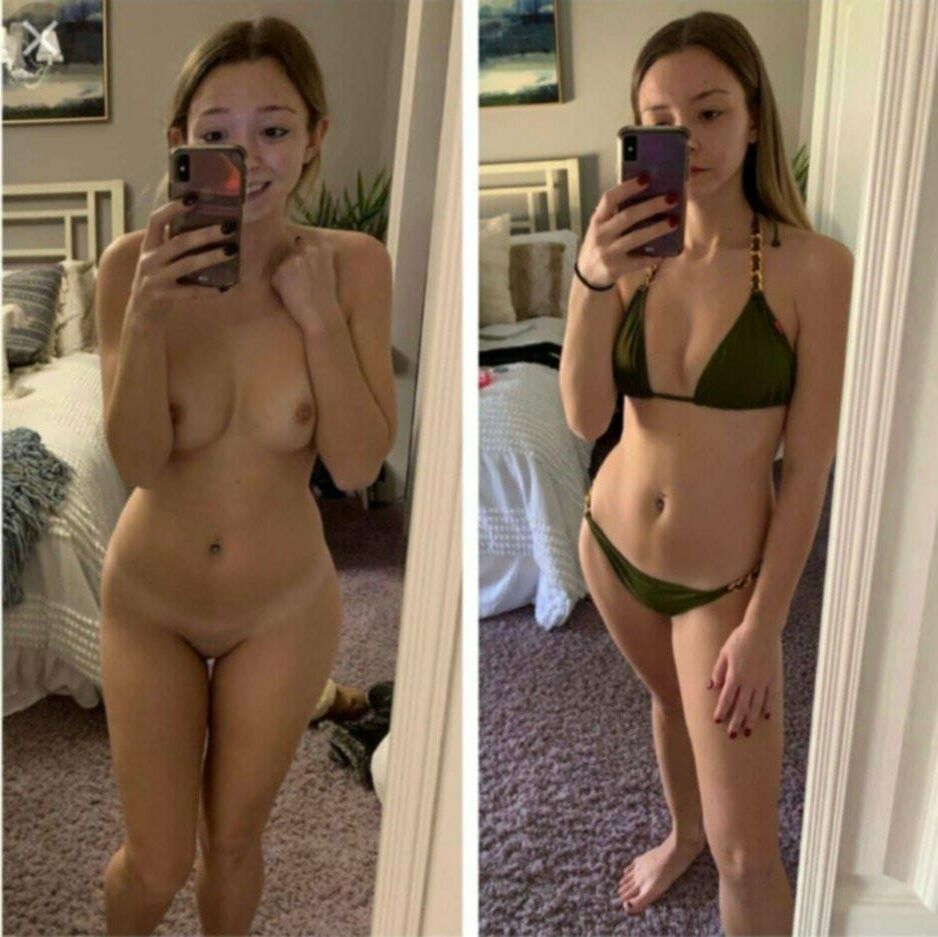 彼女は裸に見えます。