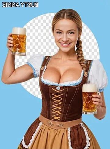 Advertising shots of busty Annie H. in a sexy dirndl