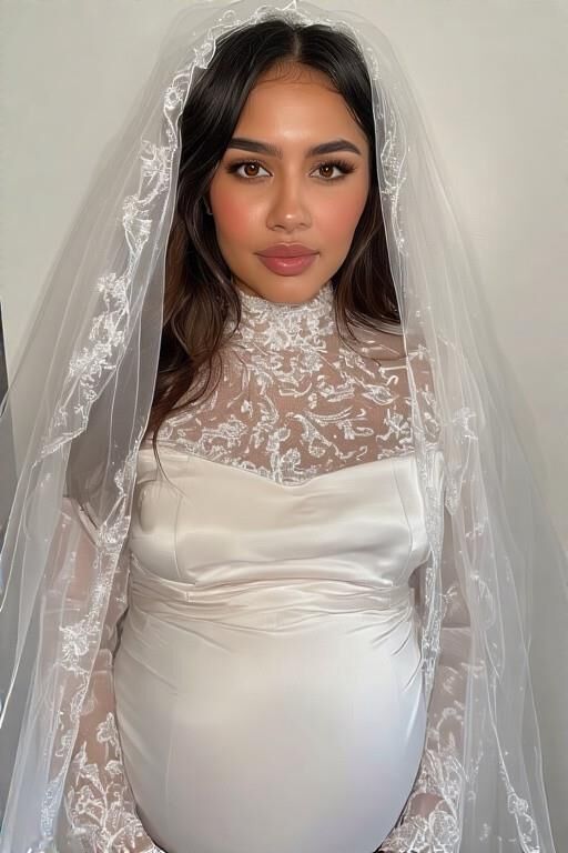 Schwangere Latinas in Brautkleidern