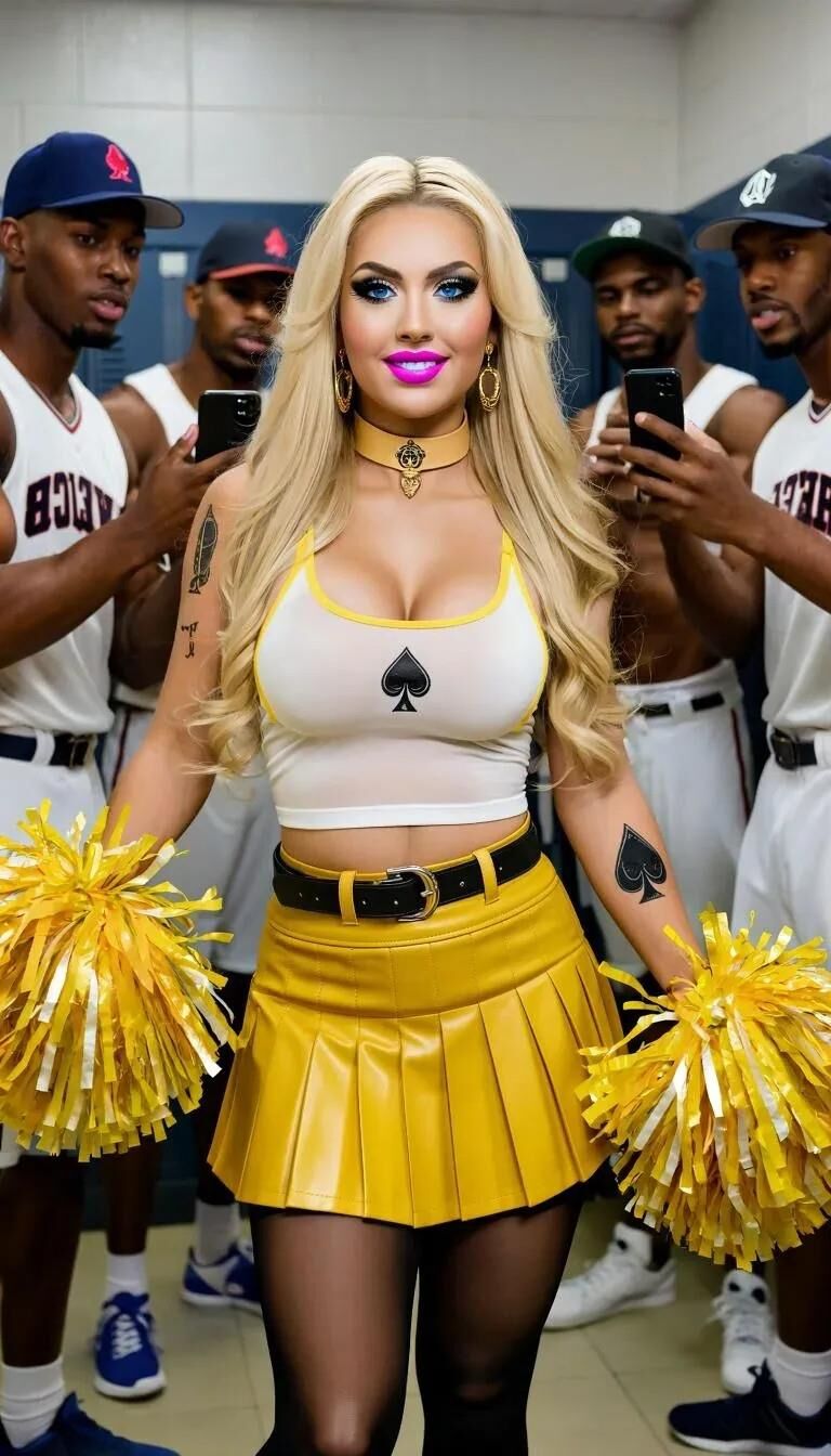 AI blonde cheerleaders are just sluts for the black sportteams