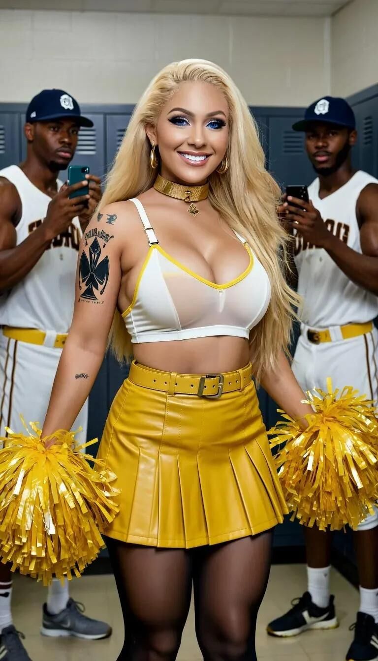 AI blonde cheerleaders are just sluts for the black sportteams