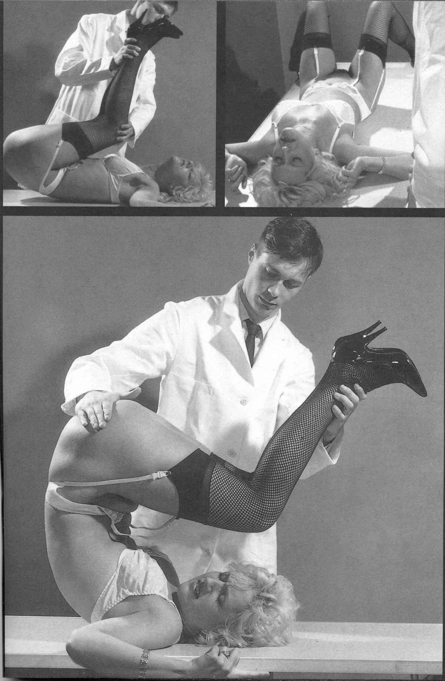 Retro Spanking from Janus blonde on examination bench