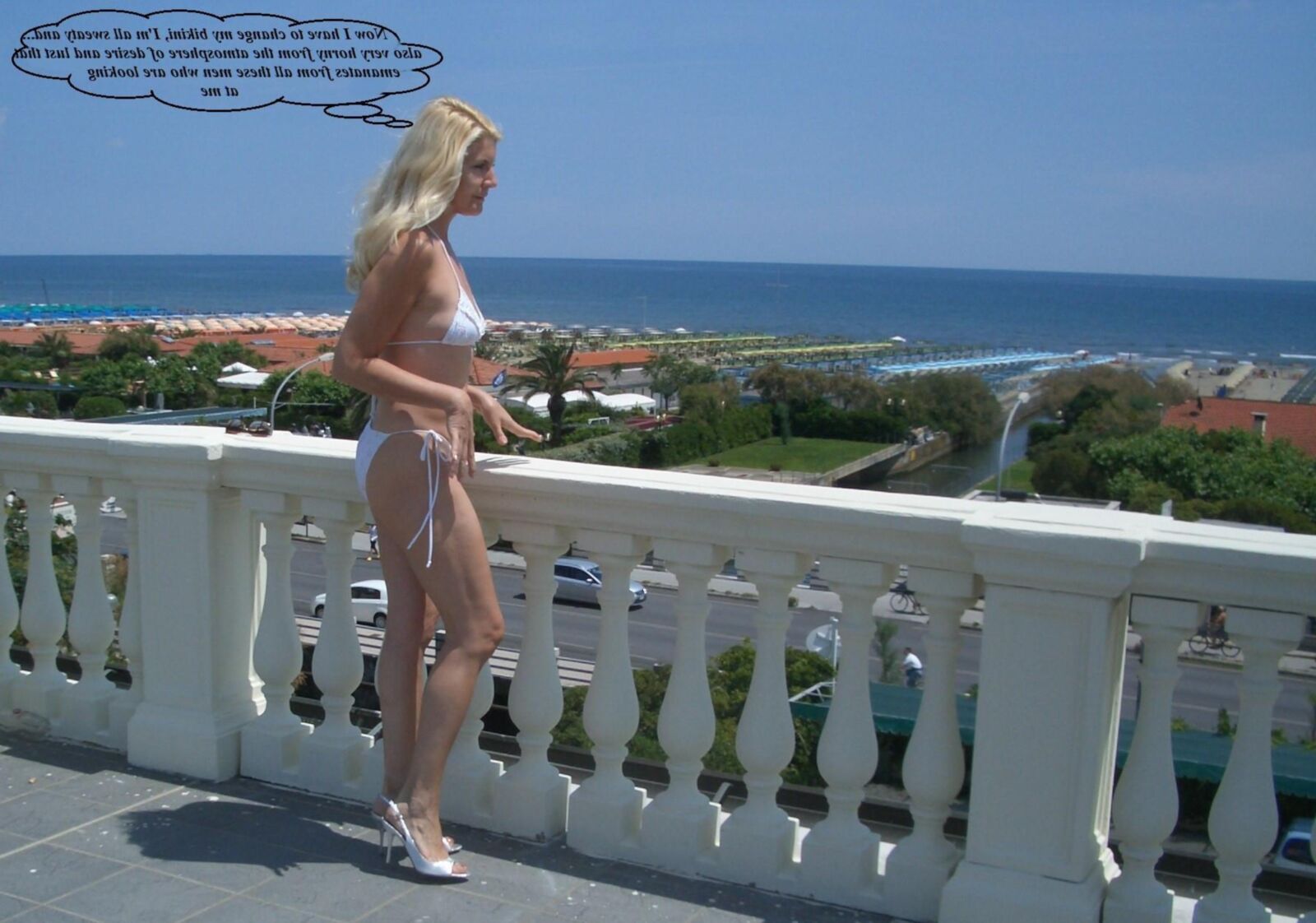 Public nudity in a hotel solarium