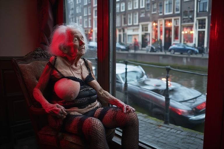 Ai grand-mère en attente de clients