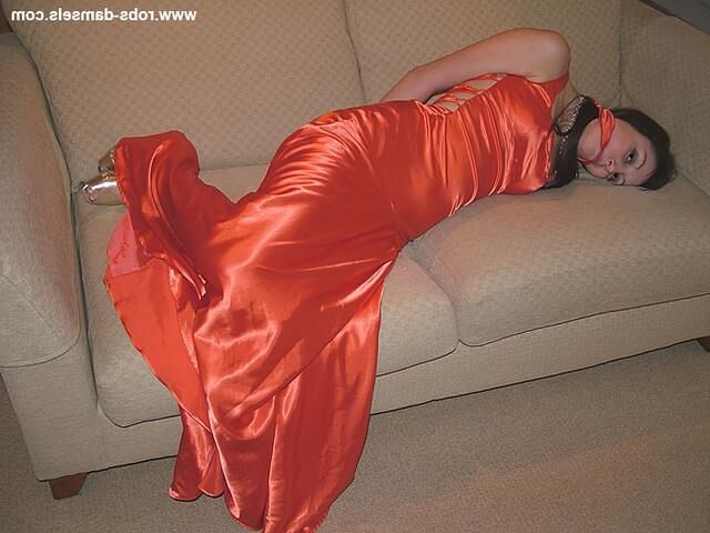 Manda Marie Bound in Orange Satin Robe