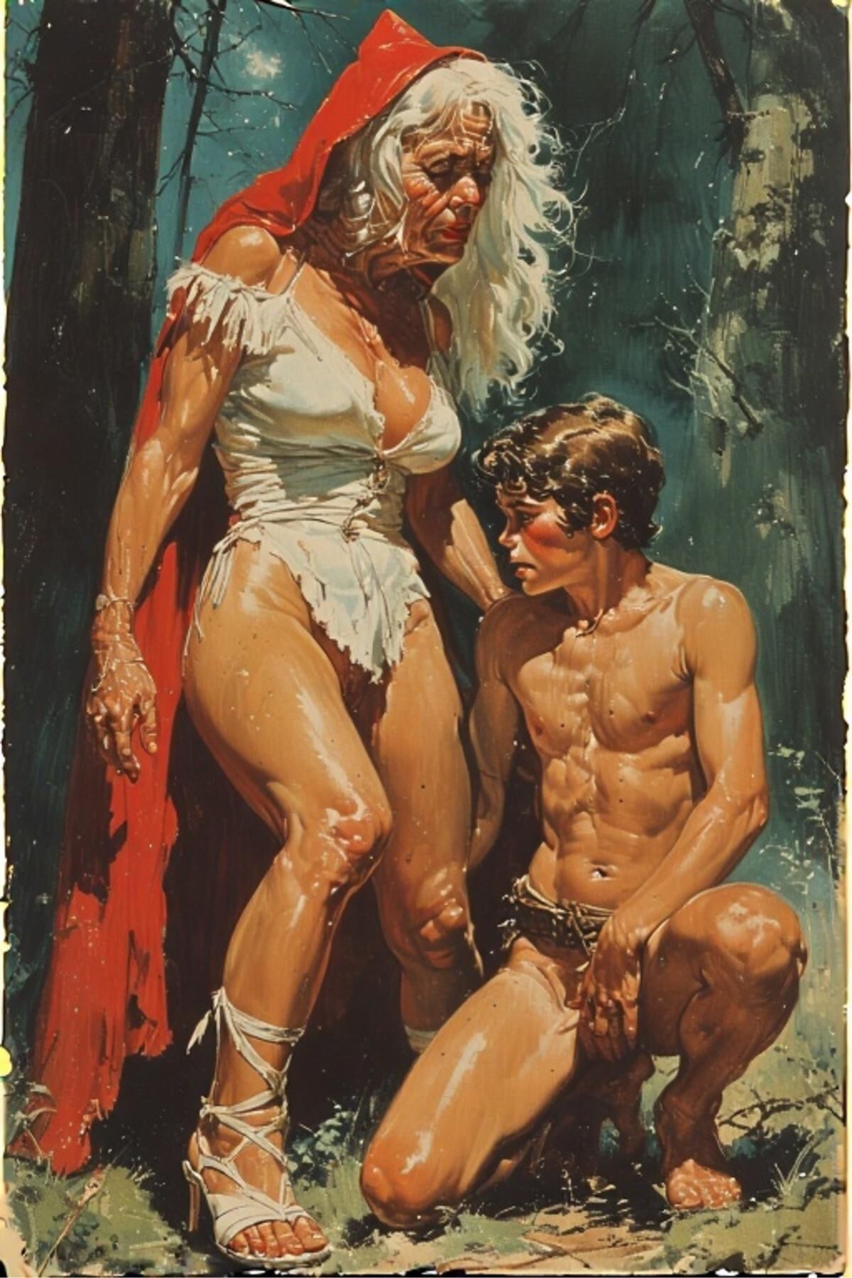 AI Drawings: Little Red Riding Hood Adult Pulp Version