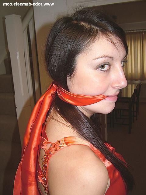 Manda Marie Bound in Orange Satin Robe