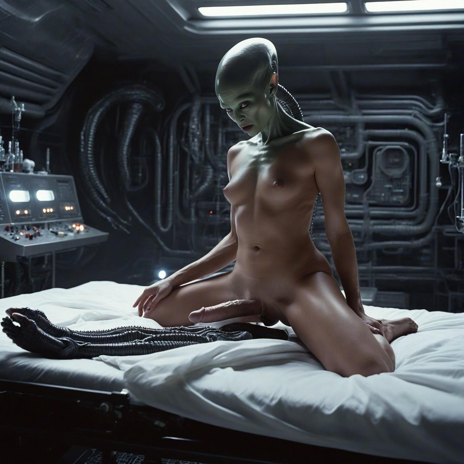 Naked Lab Technicians on the Zyphor Prime Medical Deck