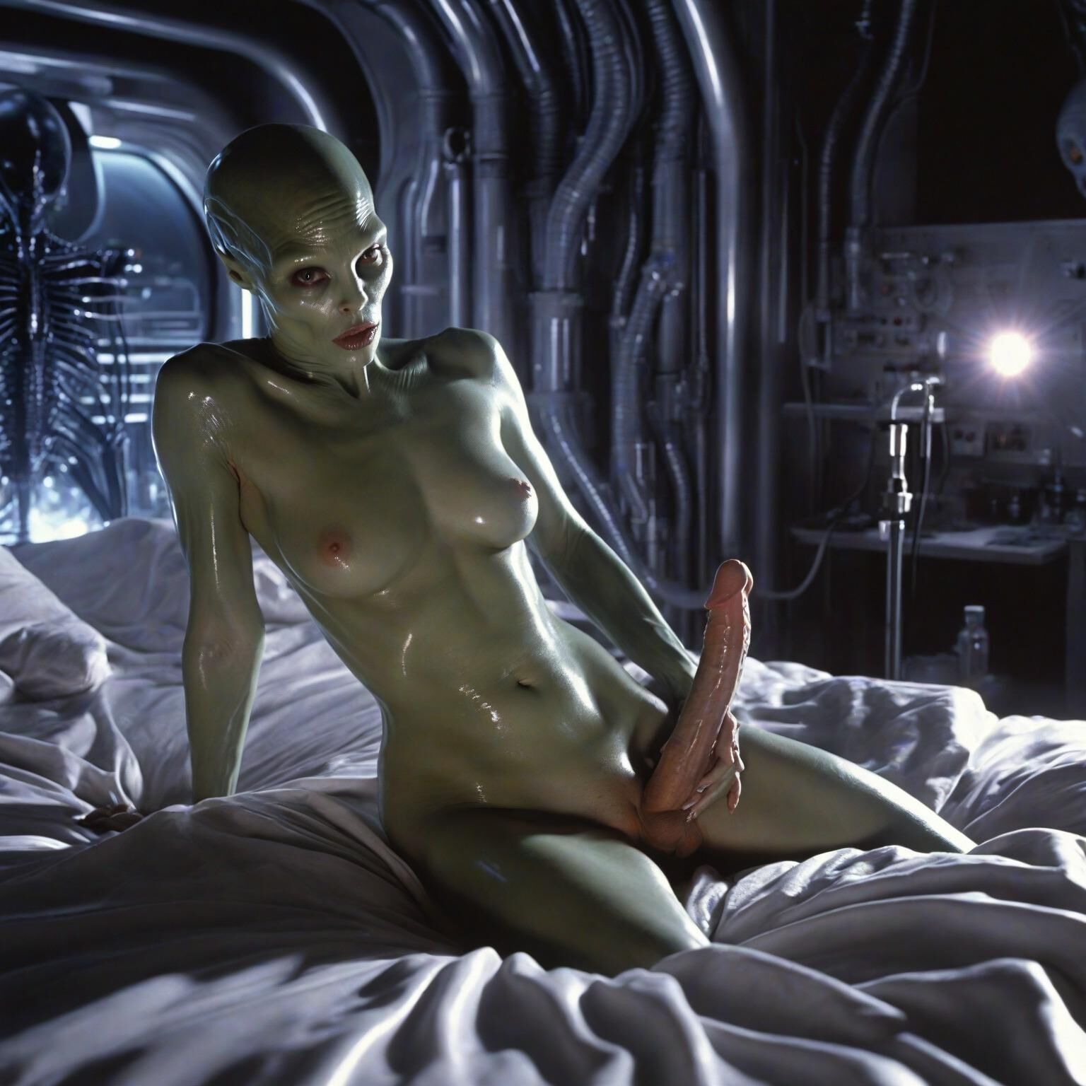 Naked Lab Technicians on the Zyphor Prime Medical Deck