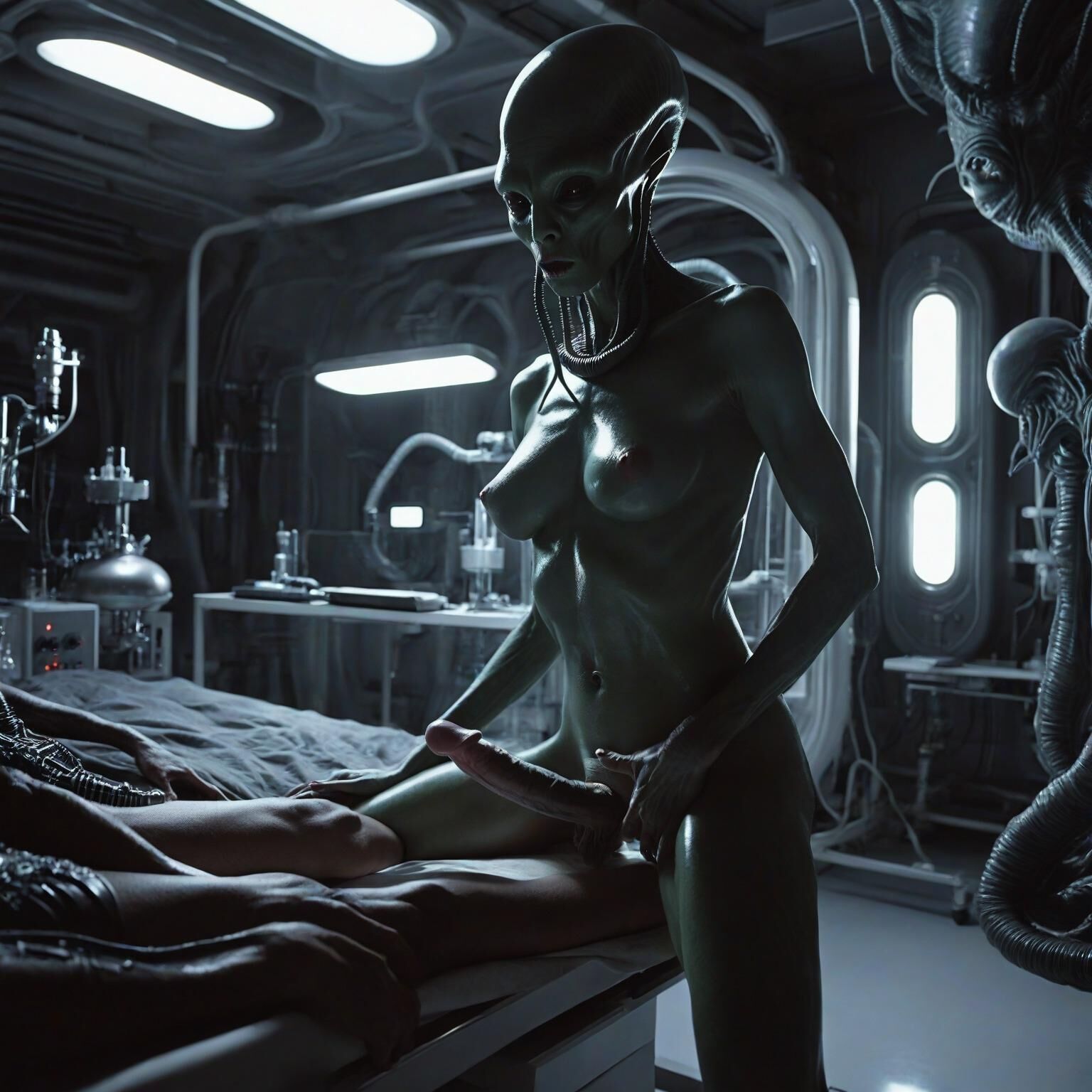 Naked Lab Technicians on the Zyphor Prime Medical Deck