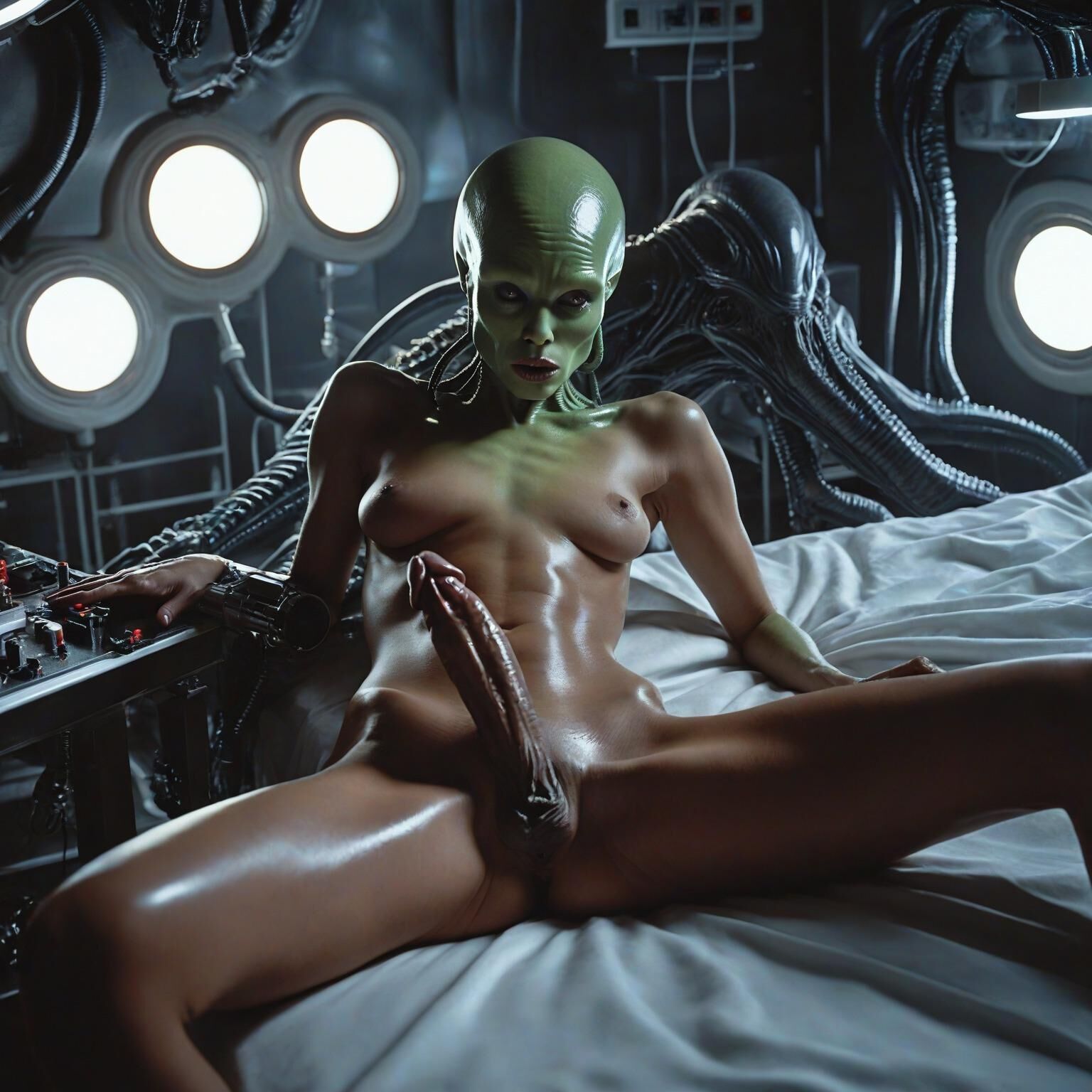 Naked Lab Technicians on the Zyphor Prime Medical Deck