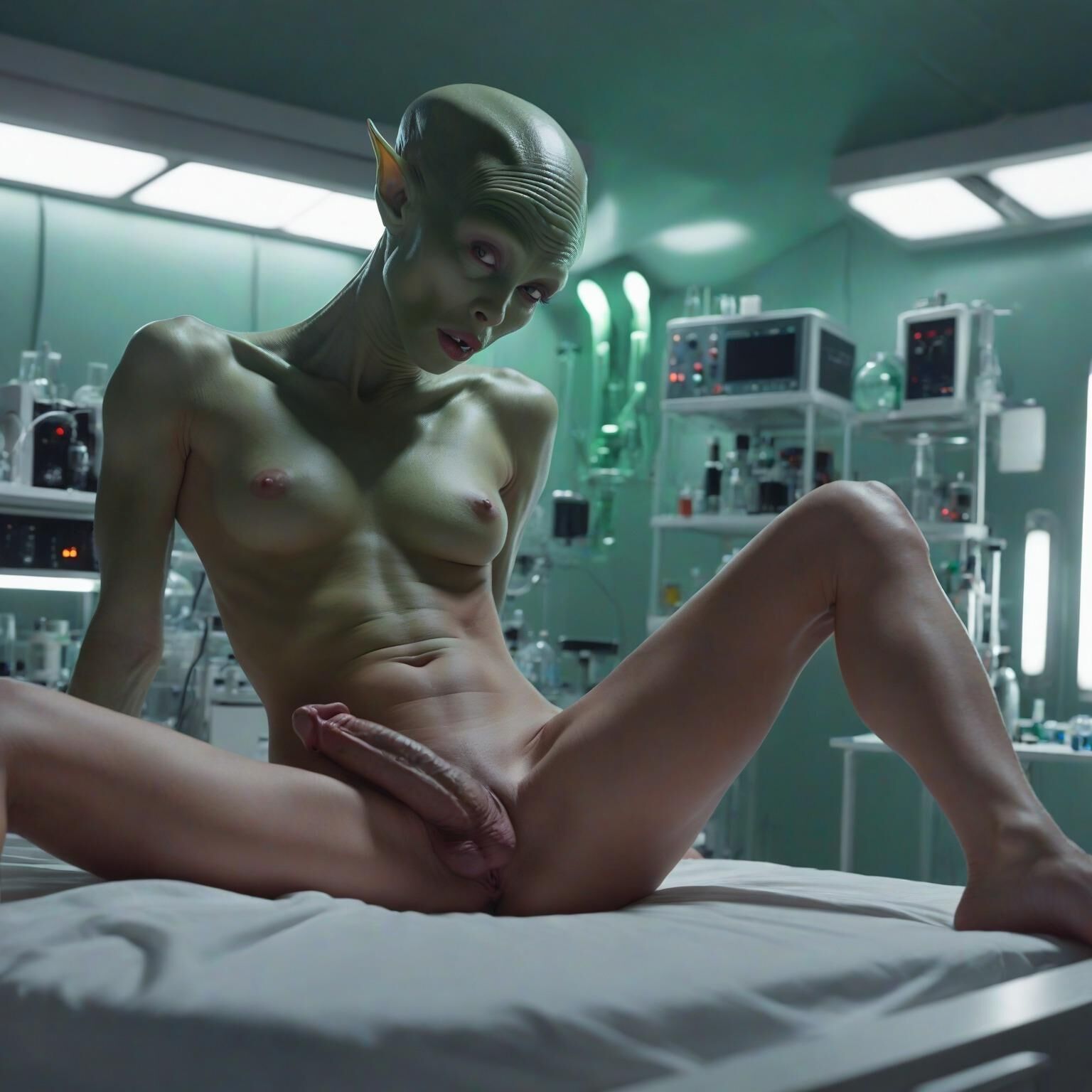 Naked Lab Technicians on the Zyphor Prime Medical Deck