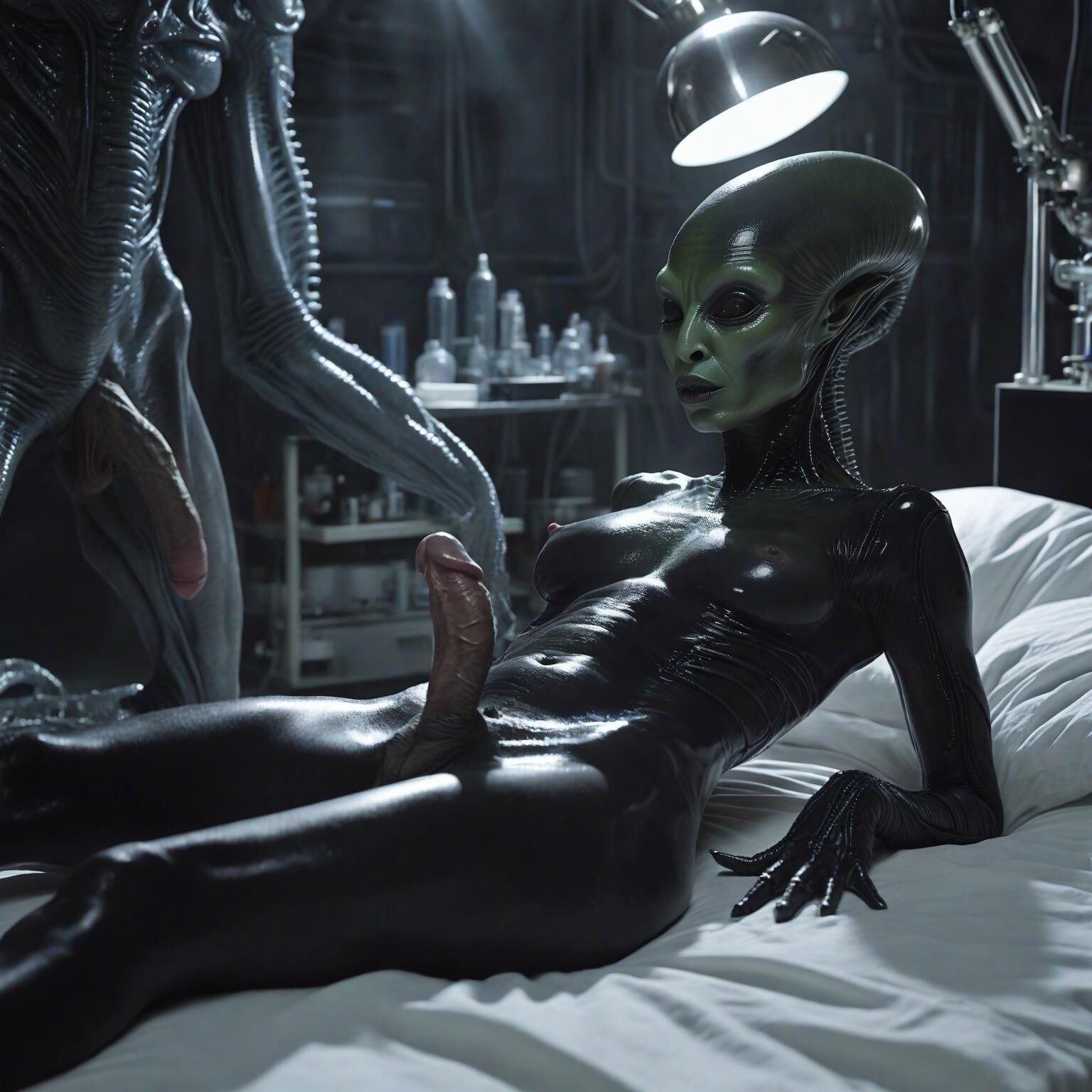 Naked Lab Technicians on the Zyphor Prime Medical Deck