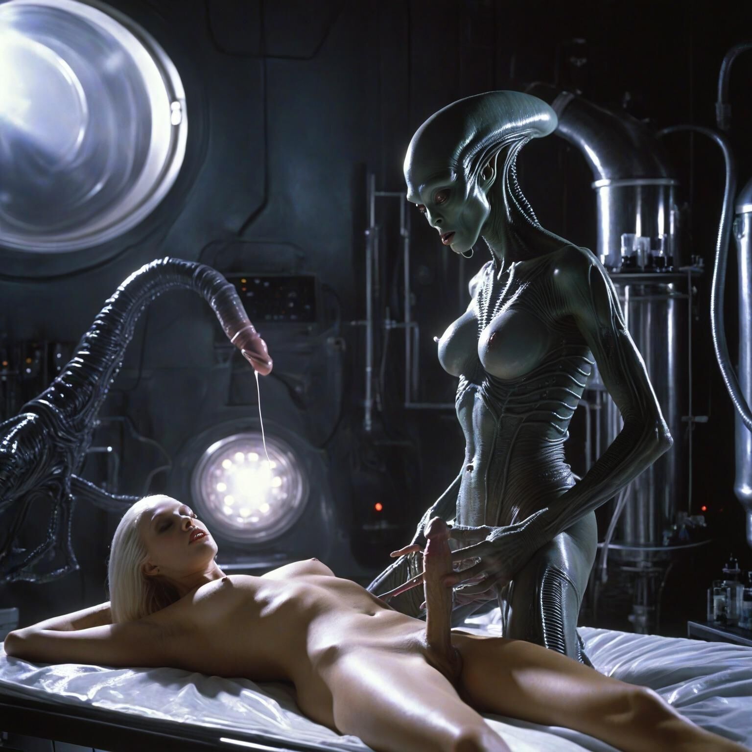 Naked Lab Technicians on the Zyphor Prime Medical Deck