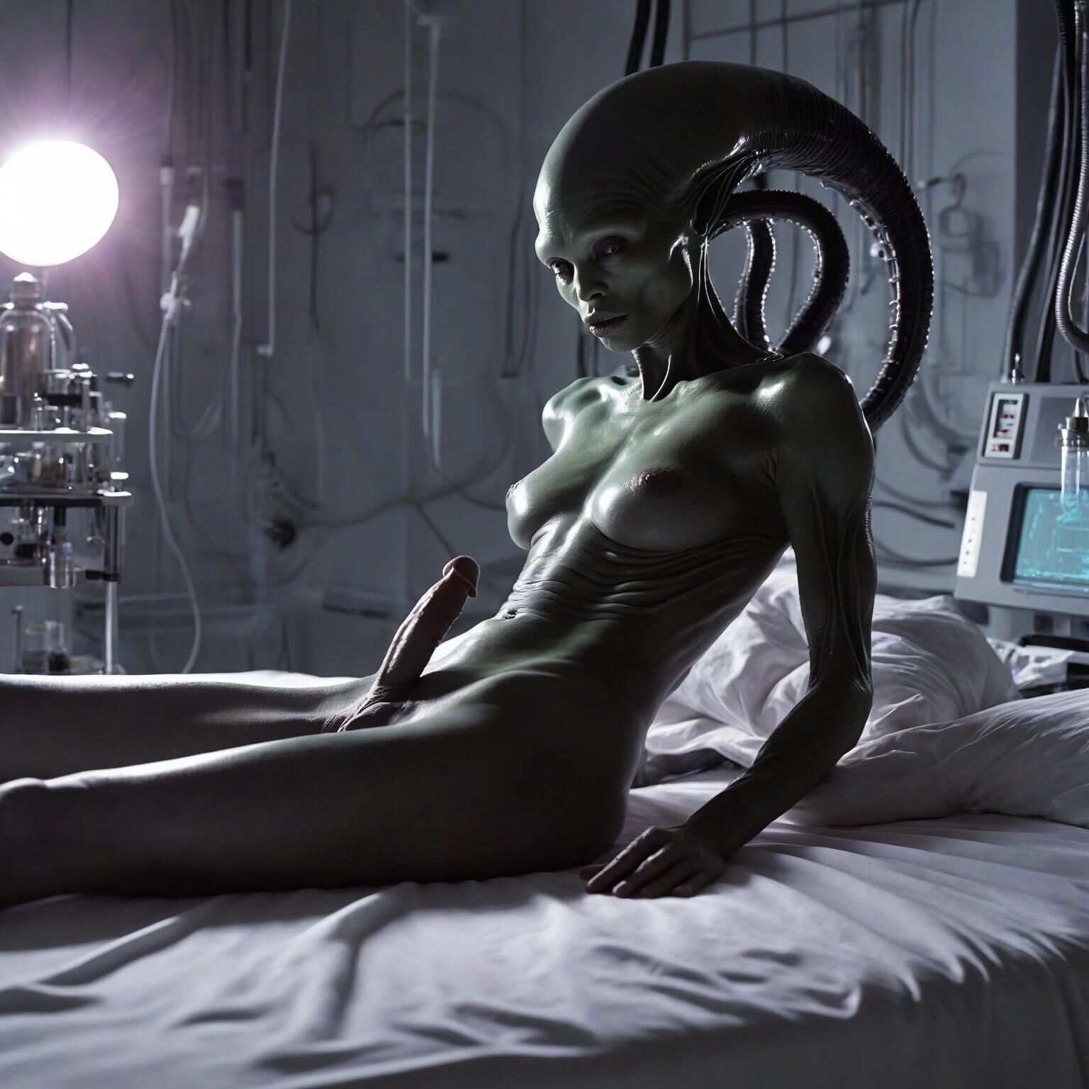 Naked Lab Technicians on the Zyphor Prime Medical Deck