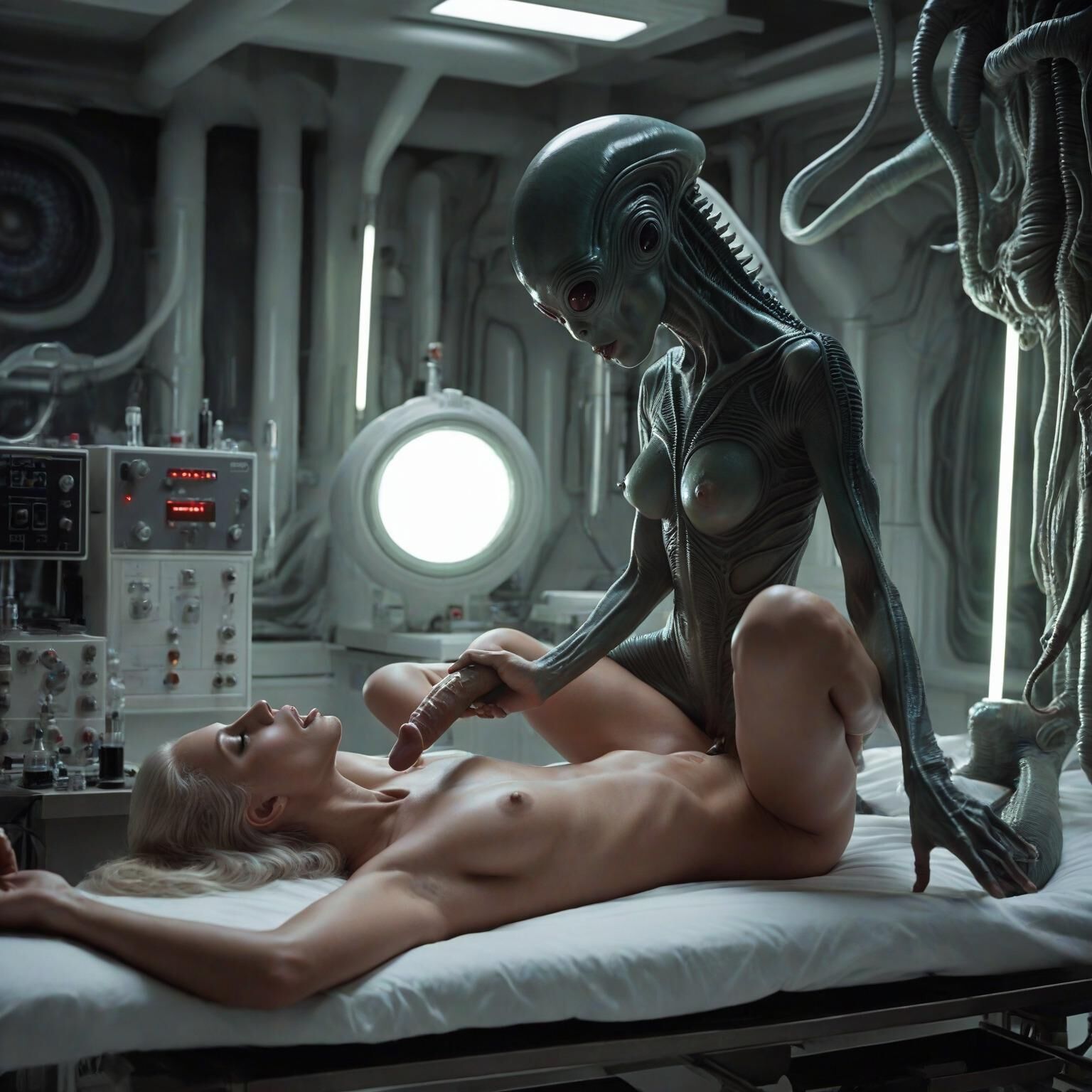 Naked Lab Technicians on the Zyphor Prime Medical Deck
