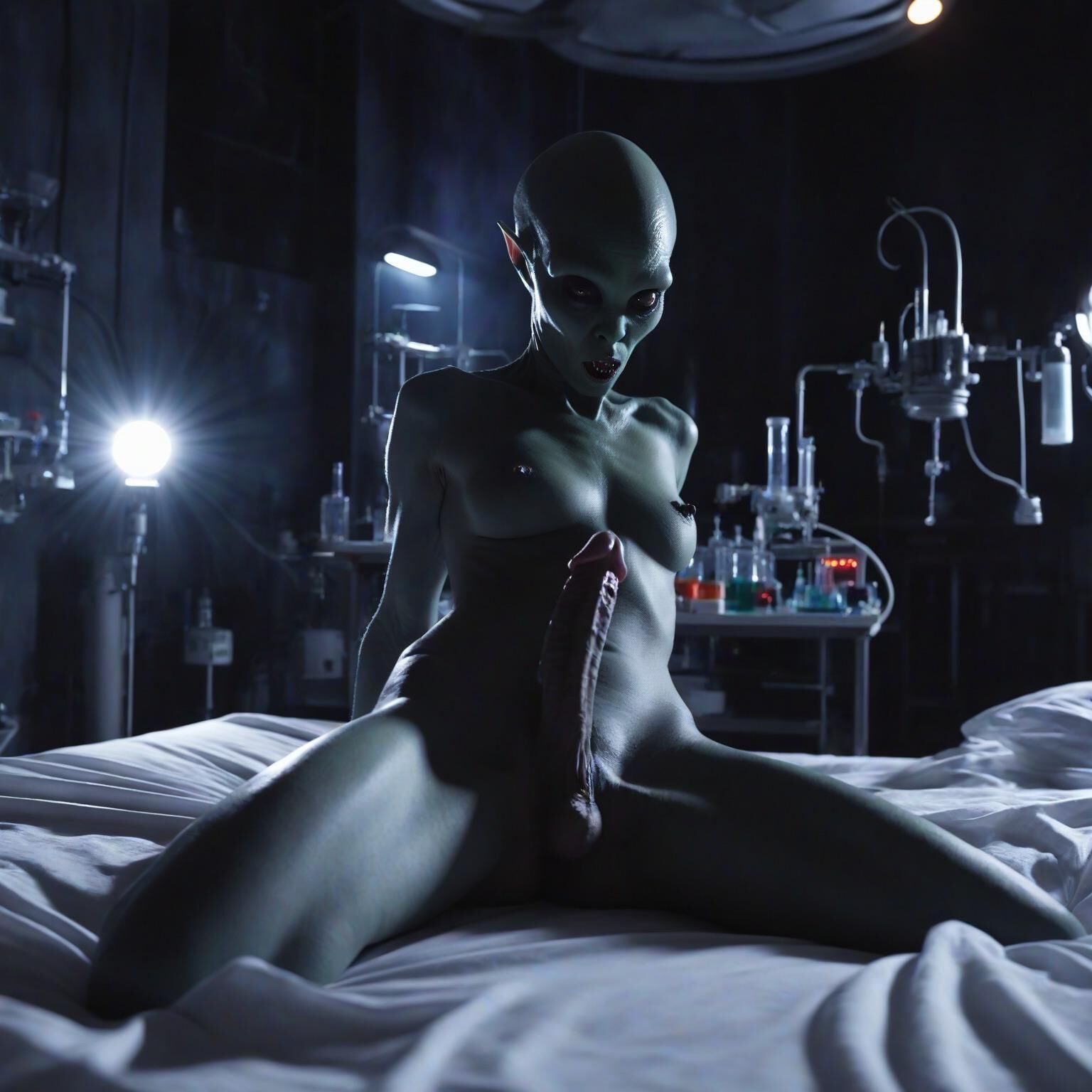 Naked Lab Technicians on the Zyphor Prime Medical Deck