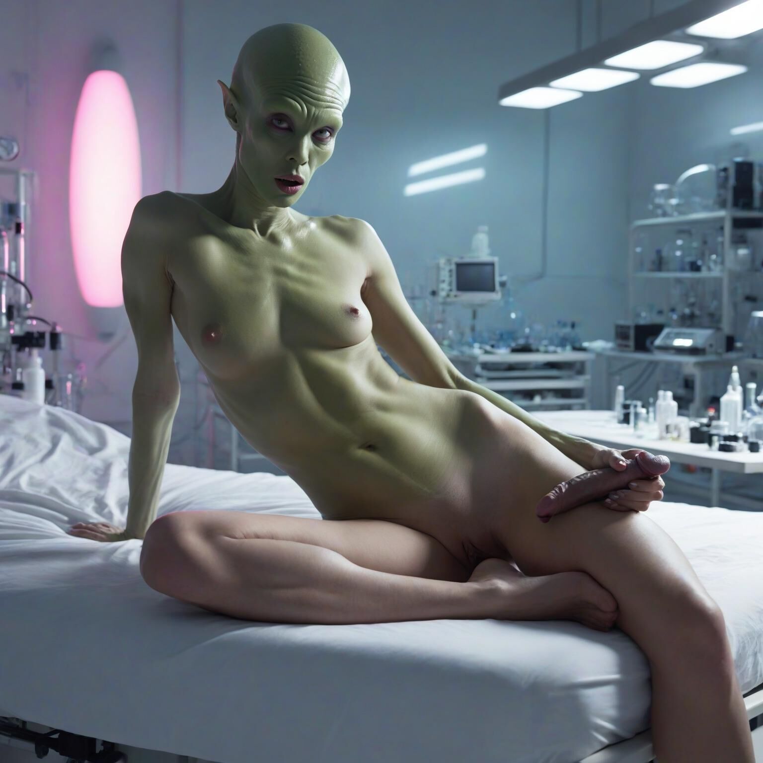 Naked Lab Technicians on the Zyphor Prime Medical Deck