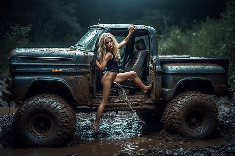 Les filles de la campagne doivent pisser pendant la boue de boue '