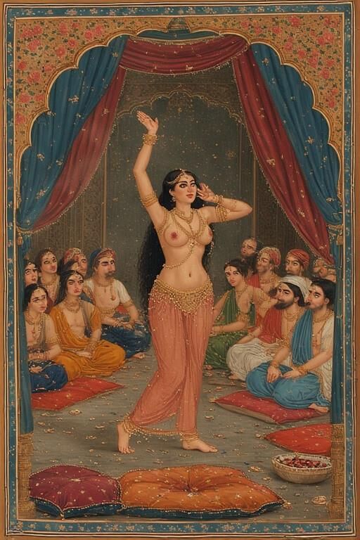 Миниатюрная живопись Quanzar Nautch Dancers