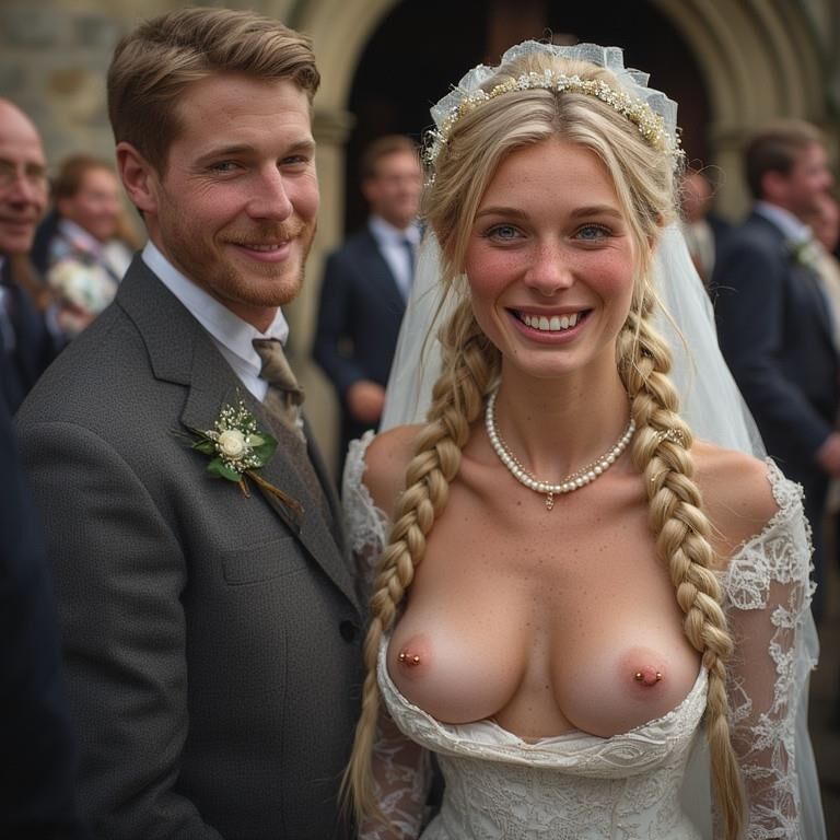 Lächelnde Bräute mit durchbohrten Brustwarzen Blonde große Titten