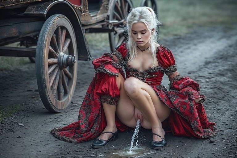Parodie Rhaenyra Targaryen pisse désespérément sur le Kingsroad