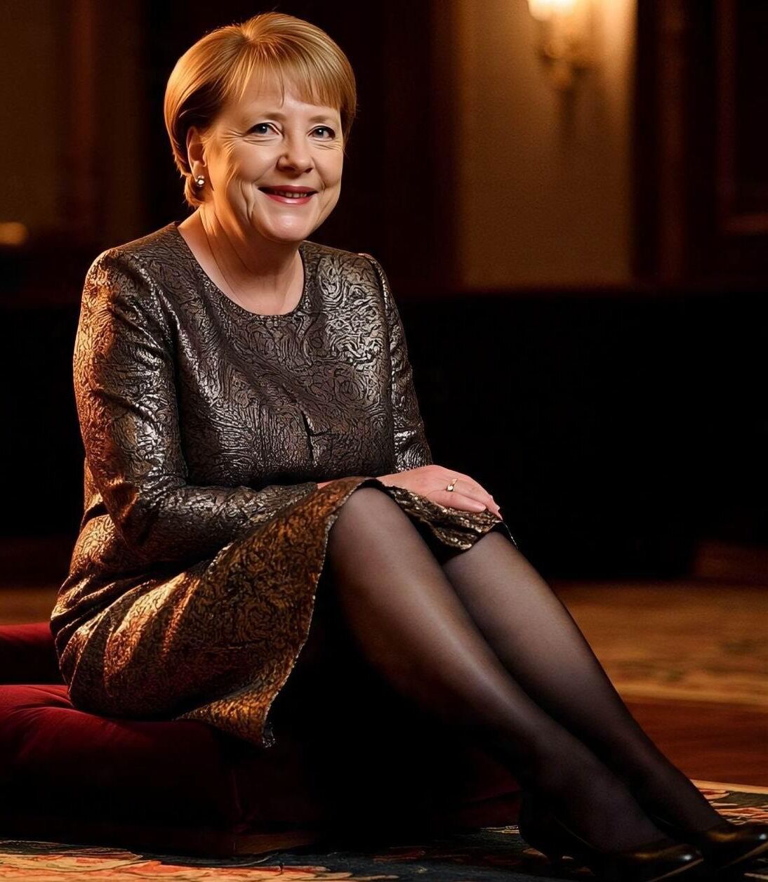 Angela Merkel Legshow in Nylon und Hohen Hacken AI