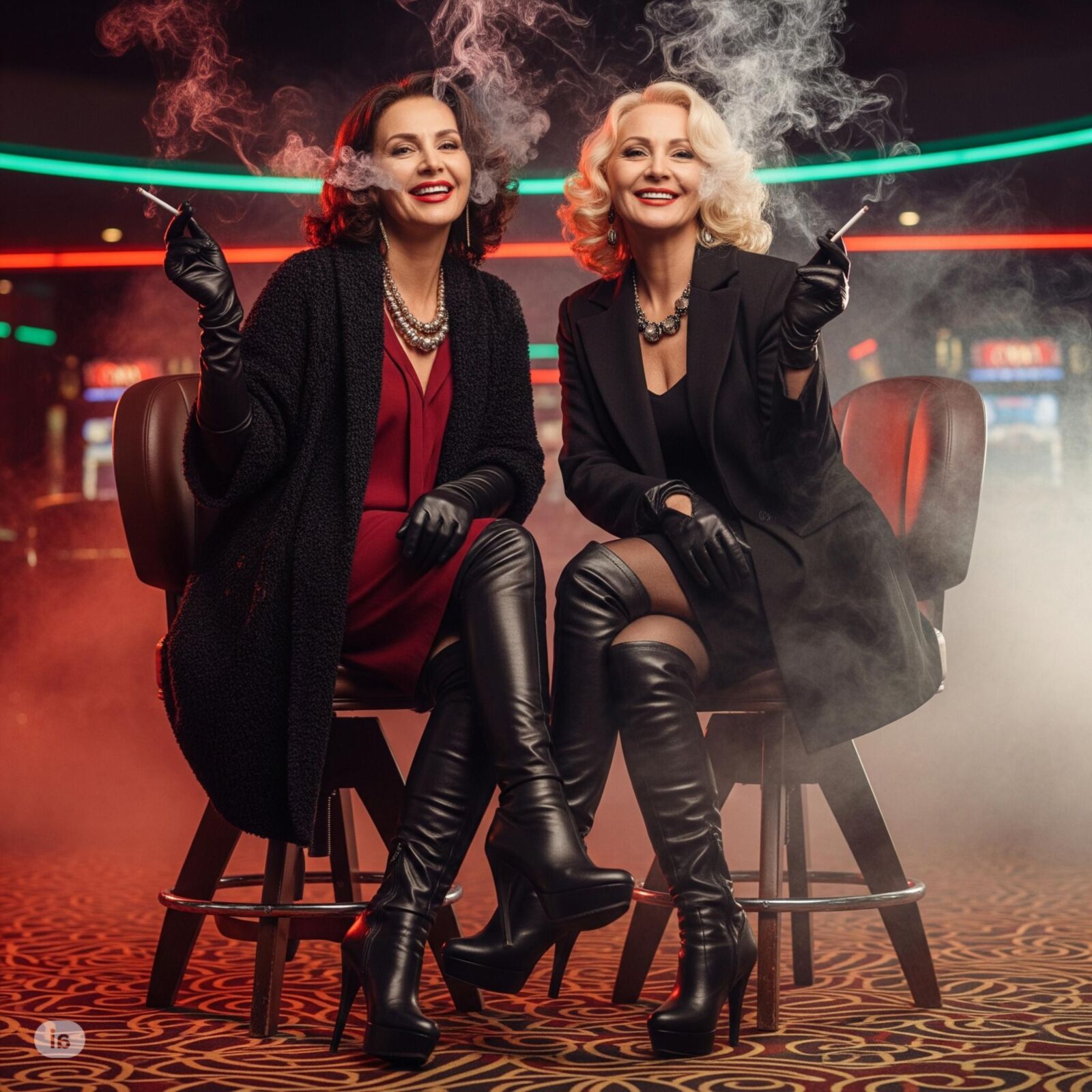 She is smoking (restored) 