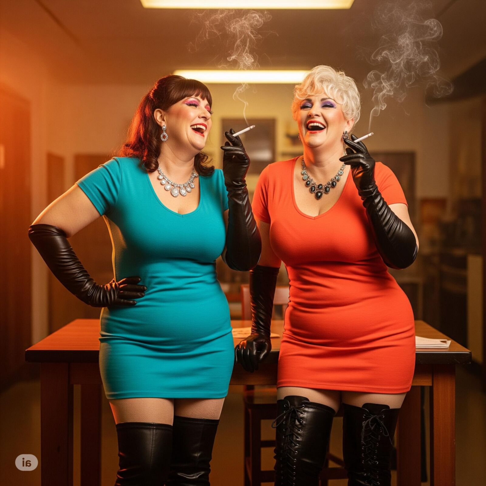 She is smoking (restored) 