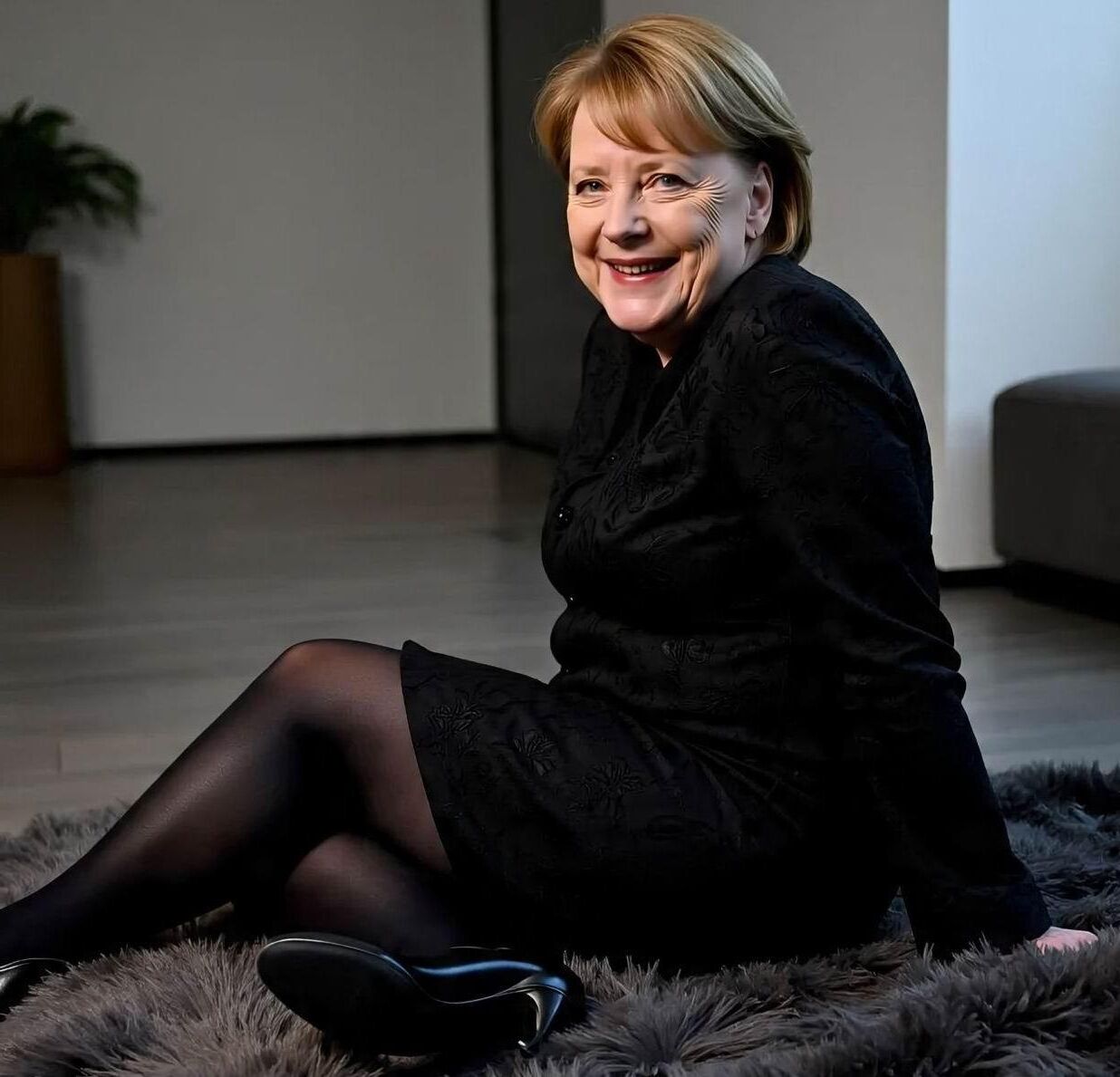 Angela Merkel Legshow in Nylon und Hohen Hacken AI