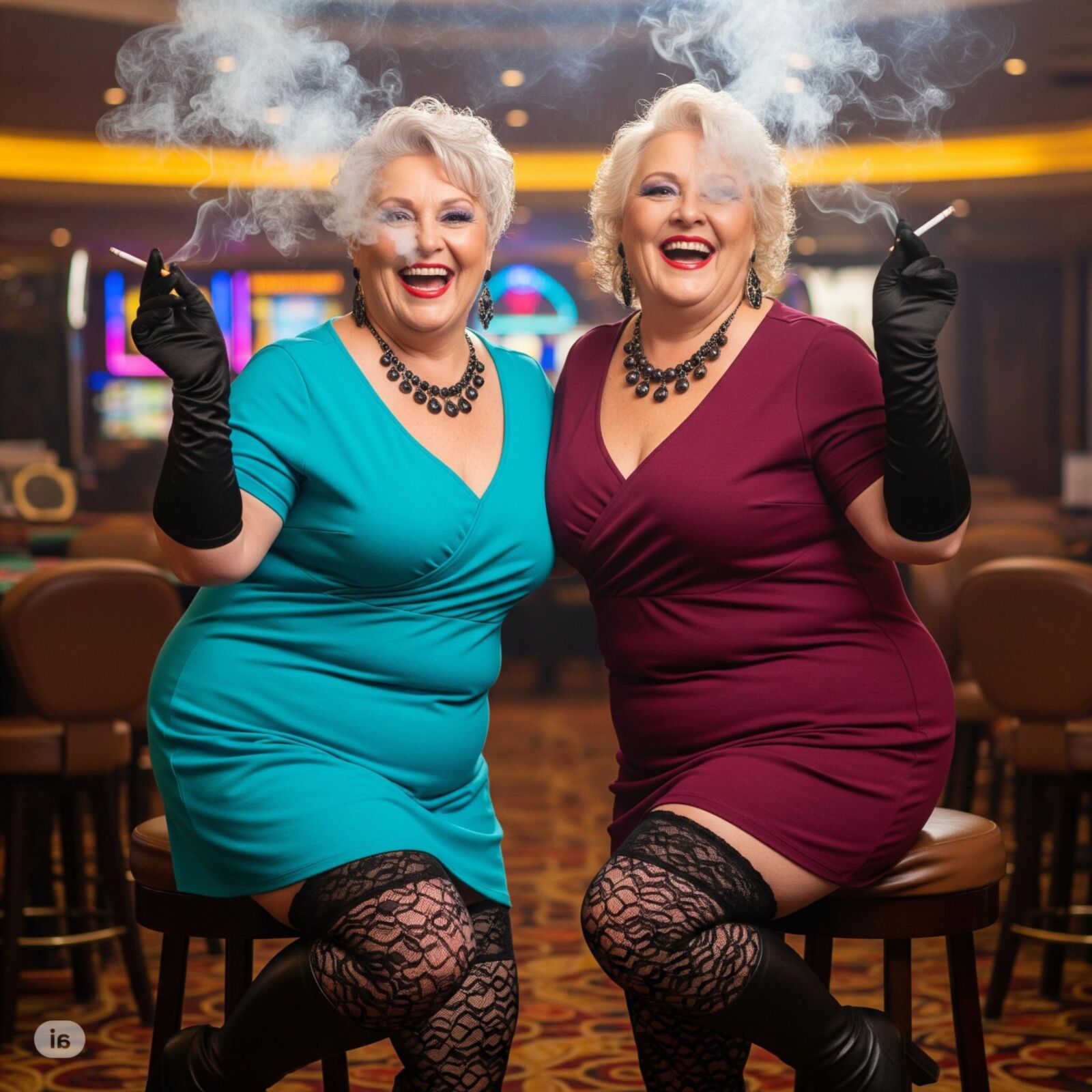 She is smoking (restored) 