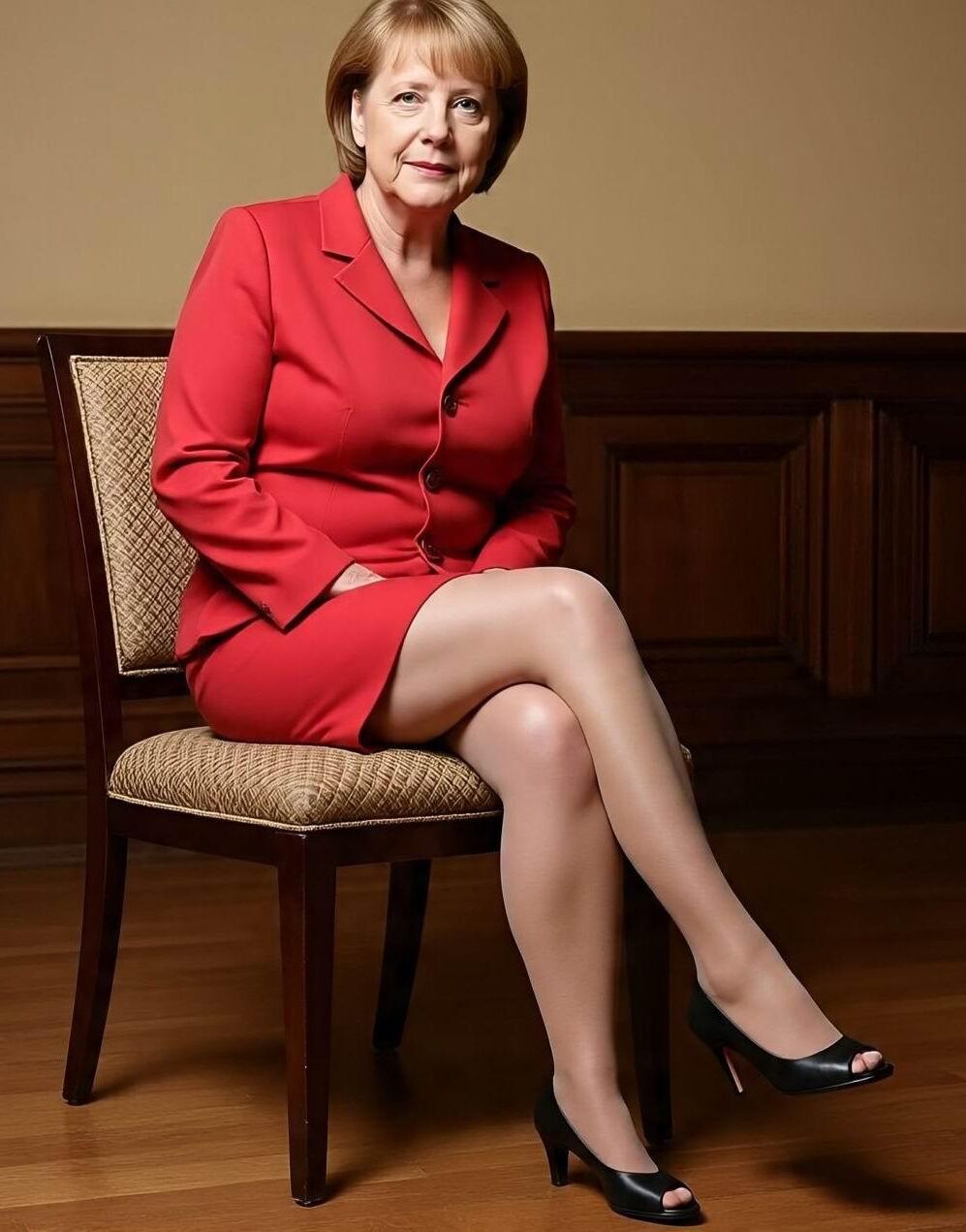 Angela Merkel Legshow in Nylon und Hohen Hacken AI