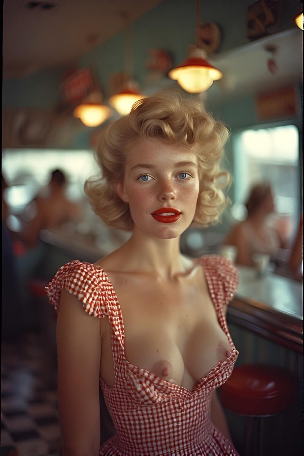 Ai mignon fille vintage avec des seins de sucre